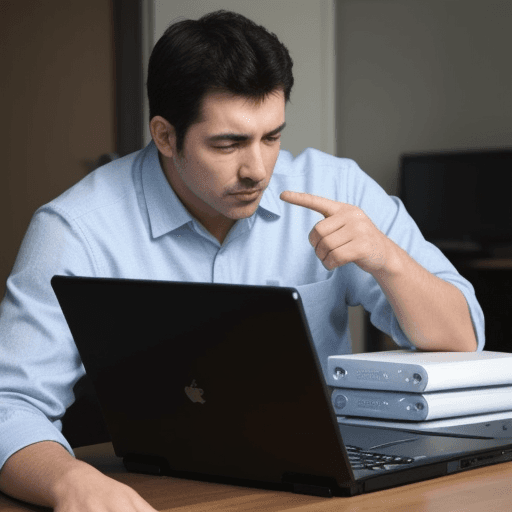 AI generated: a man with computer
