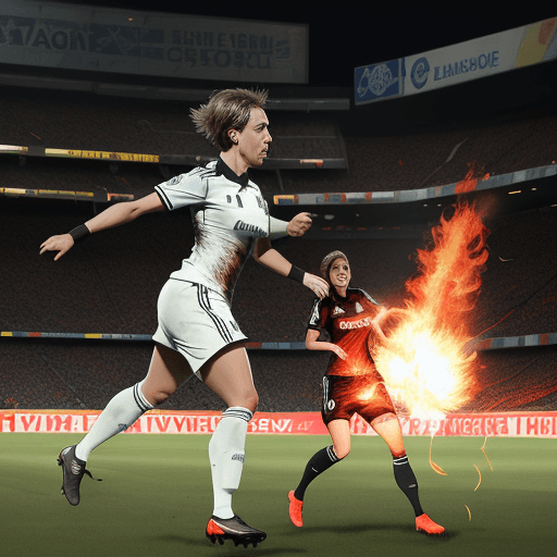 AI generated: As Ronaldo throws a ball at Livakovic, the ball catches fire and leaves the field, burning the net.