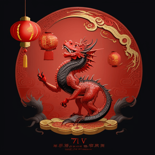AI generated: lunar new year red dragon, in the style of Pixar animation, traditional Chinese cultural themes, int...
