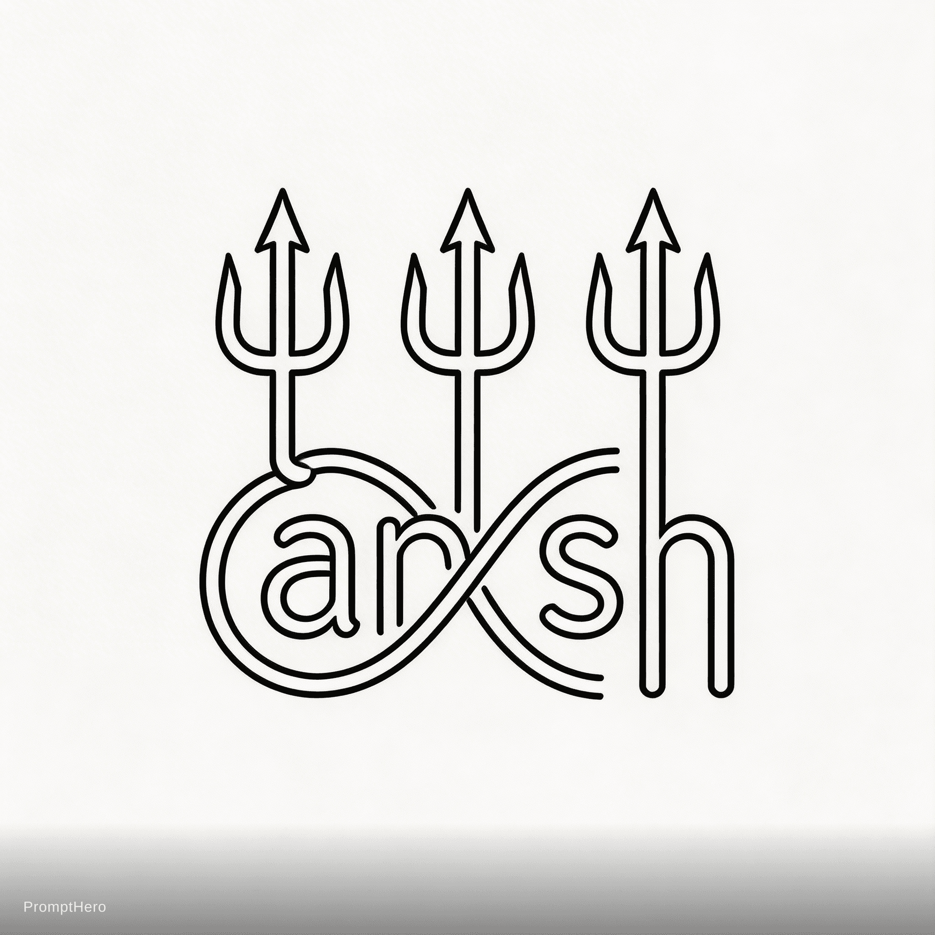 AI generated: Write ansh in a way that it creates a logo with the trishul and infinity symbol 
