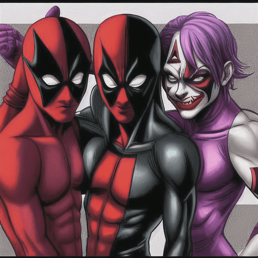 AI generated: Deadpool joker batman flash fusion