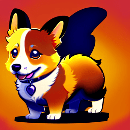 AI generated: A cool alpha dog welsh corgi in casino gambling, wagging its tail happily, in the style of Caricatur...