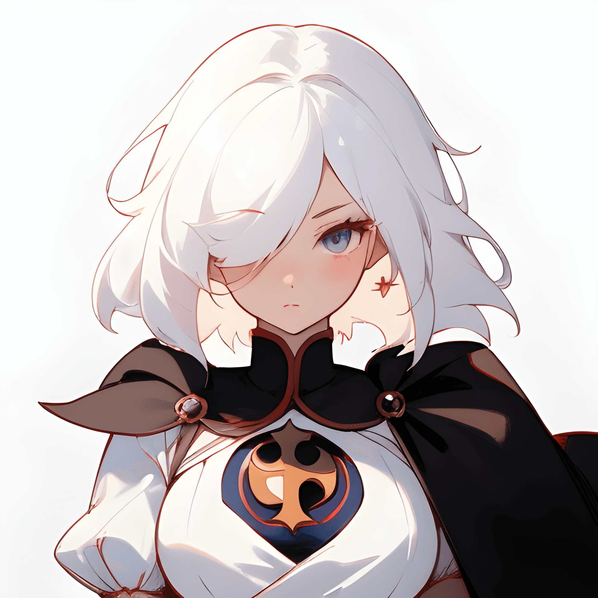 AI generated: a woman with white hair and a black cape, a character portrait, inspired by Li Chevalier, tumblr, di...