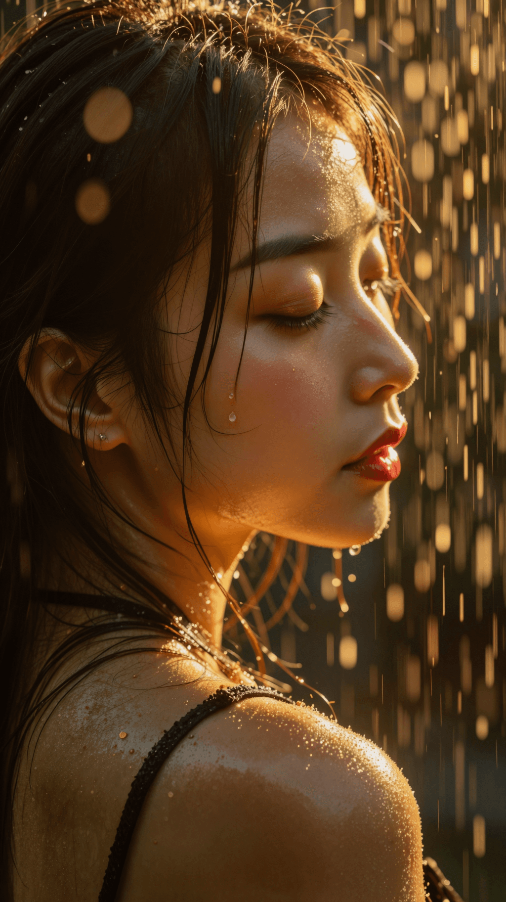 AI generated: A highly-detailed, photorealistic, cinematic close-up side profile portrait of a stunning young kore...
