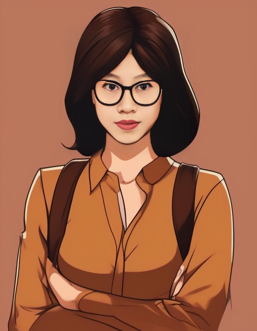 AI generated: Daria Morgendorffer the main character of the animated series Daria, serious expression, very excite...