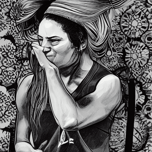 AI generated: mujer de dibujo de una sola línea en chándal haciendo ejercicios en el gimnasio. mujer haciendo sent...