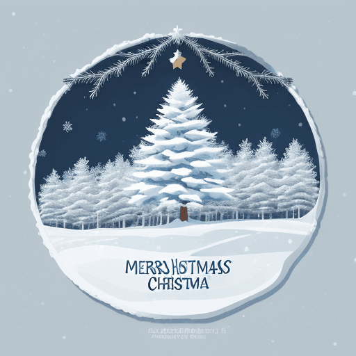 AI generated: Stylish Christmas card with snow-covered spruce trees on a blue background vector illustration desig...