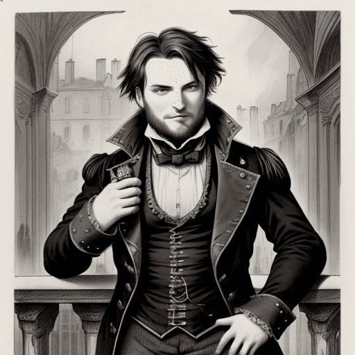 AI generated: High resolution photography STEAMPUNK STYLE  Victor Hugo est un poète, dramaturge, écrivain, romanci...
