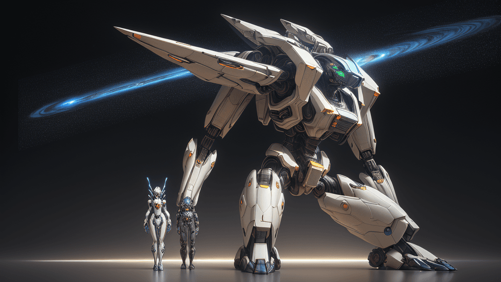 AI generated: 3D rendering of Mecha, universe, alien civilization, technology ::, complex shape ::, high detail ::...