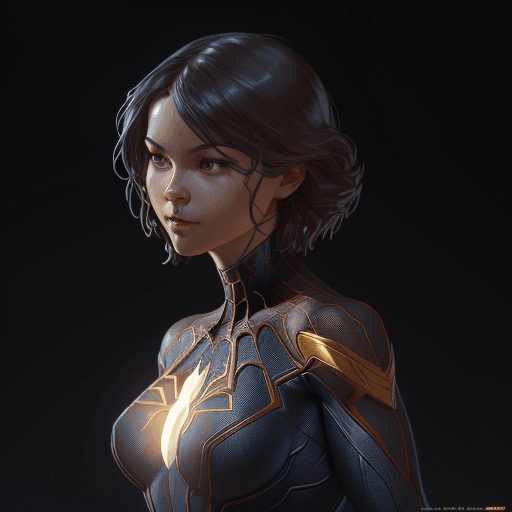 AI generated: figurine character version of Marvel's Spider-girl, glowing lights! ! intricate, elegant, highly det...