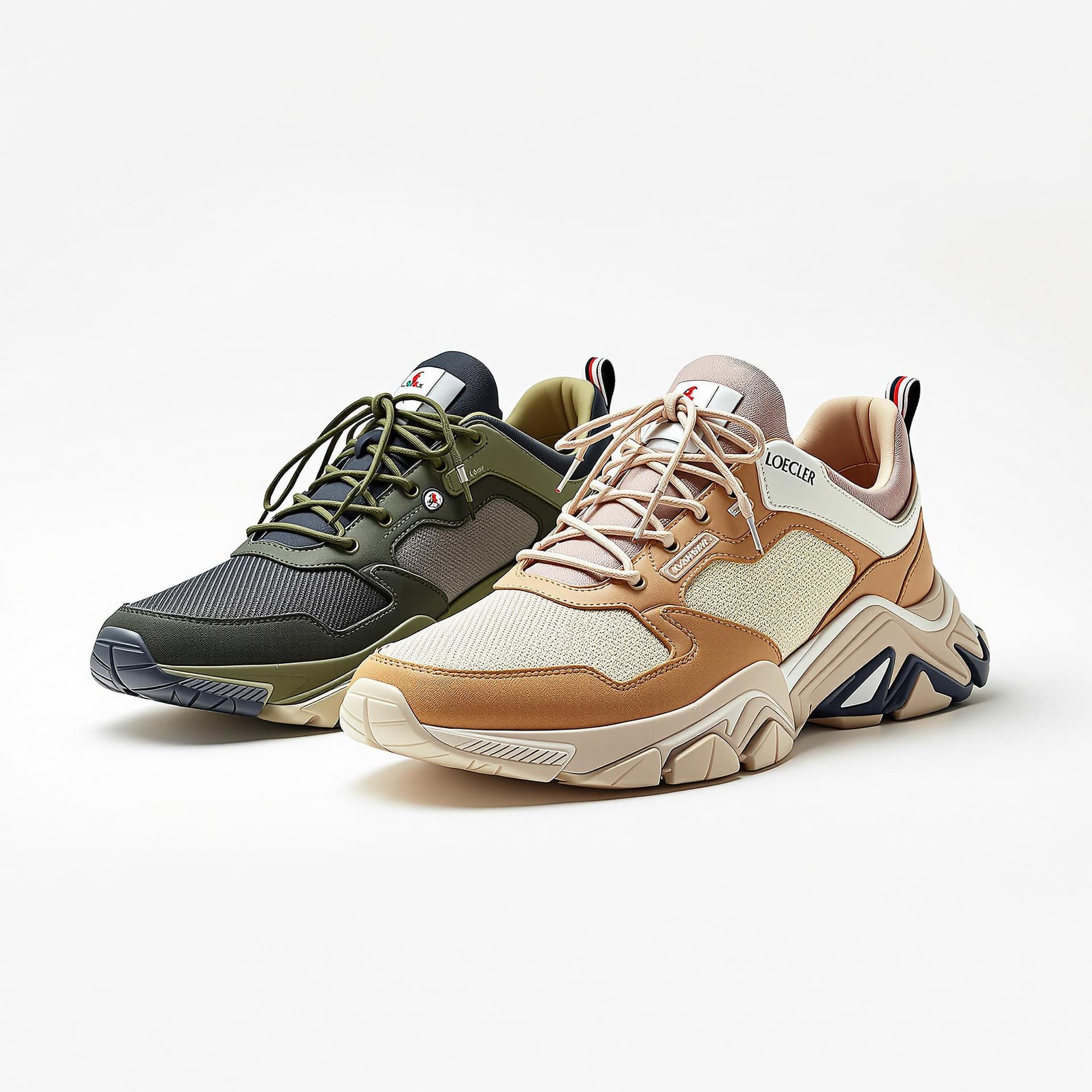 AI generated: low sneaker packshot on a white background designed by moncler trailgrip x loewe in the style of tra...