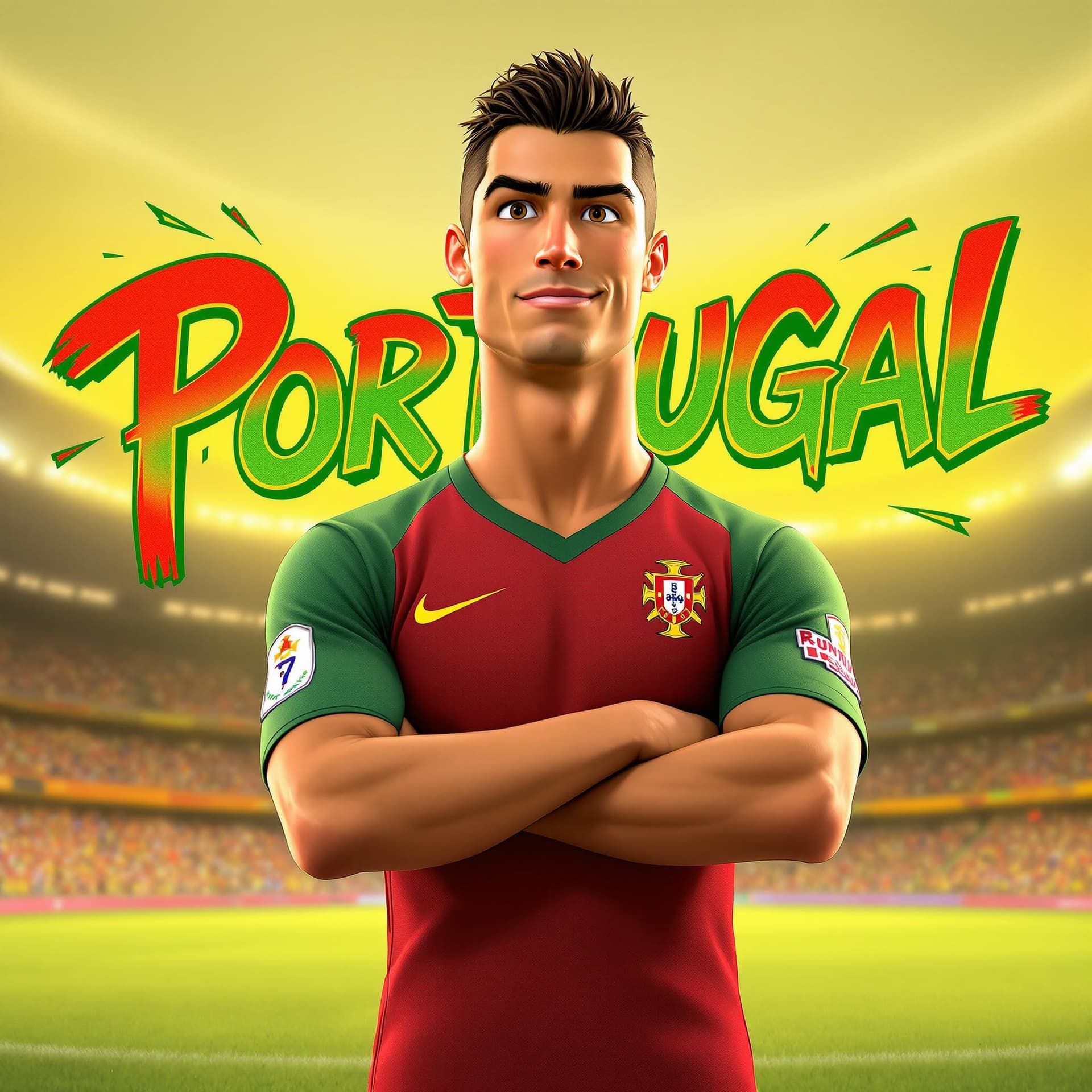 AI generated: Full body protrait of Cristiano Ronaldo, Mature athletic Portugal footballer, tall and lean build, w...
