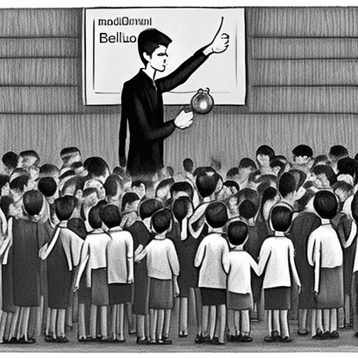 AI generated: Draw Pavel Durov standing at a festive school assembly on September 1st. Surrounding him are numerou...