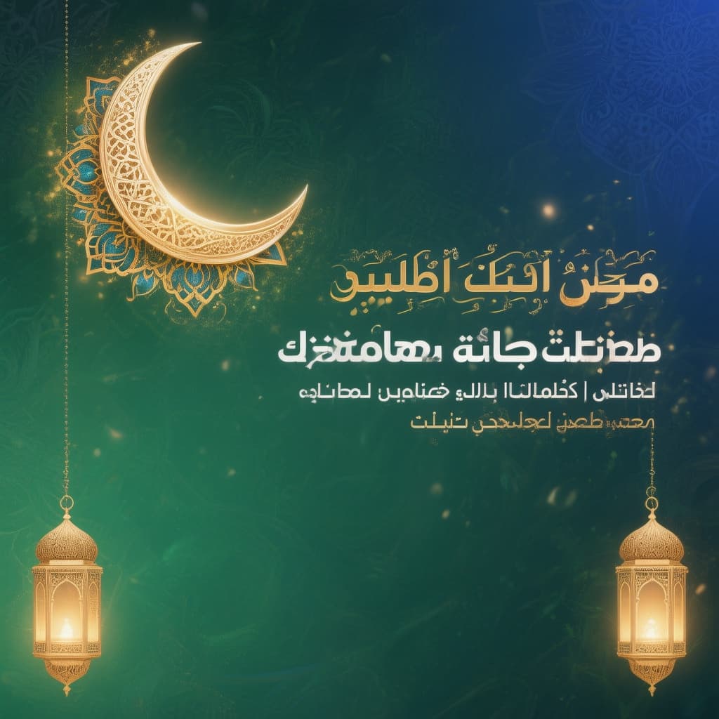 AI generated: الموضوع: هلال زخرفي فاخر في خلفية رمضانية أنيقة.

Elegant Ramadan background, Islamic festive atmosp...