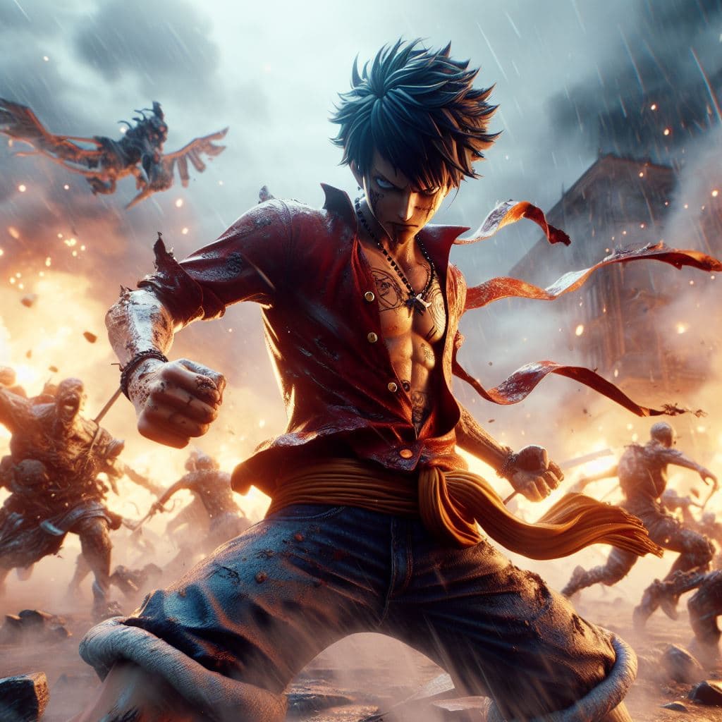 AI generated: Hyper realistic Legend character design, luffy, mist, photorealistic, octane render, unreal engine 5...
