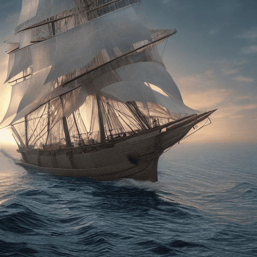 AI generated: Photo of a ultra realistic sailing ship, dramatic light, pale sunrise, cinematic lighting, battered,...