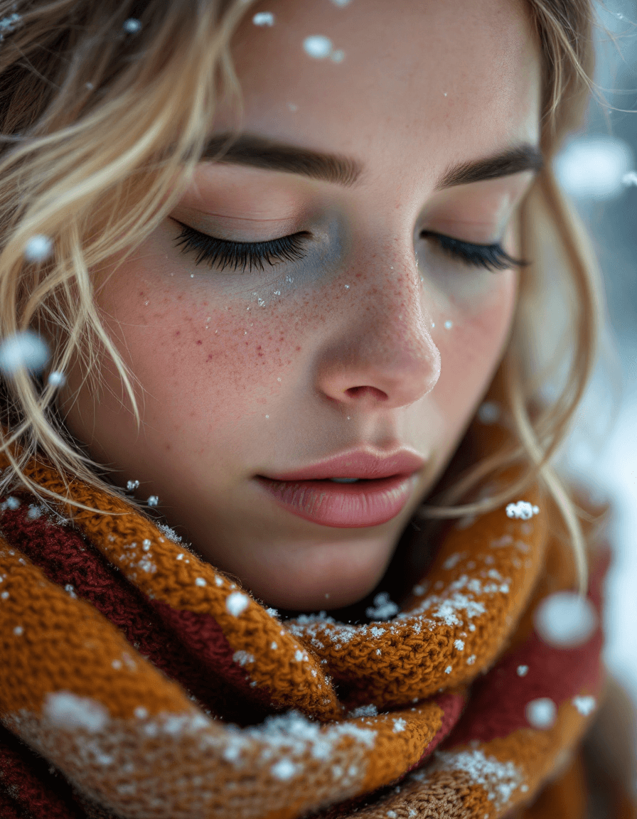AI generated: An intimate, hyper-realistic close-up portrait of a blonde woman with delicate freckles scattered ac...