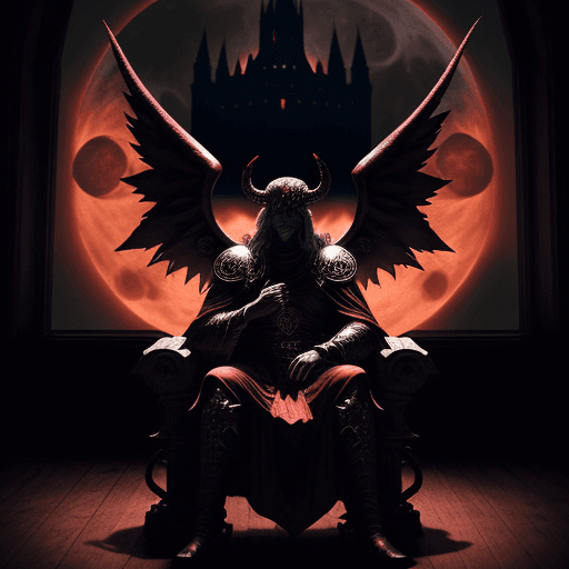 AI generated: A mysterious demonic/angelic apostle figure from berserk eclipse, with horns and huge demon wings si...