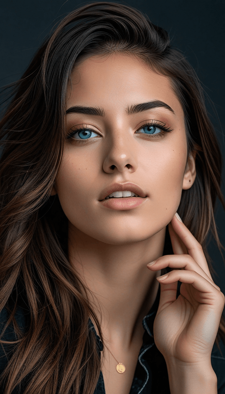 AI generated: An image of a young woman with a fair to medium complexion and loose, wavy dark brown hair with subt...