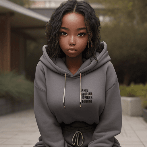AI generated: A waist-up portrait of a young beautiful girl, natural complexion,  skin, sitting, messy hair style,...