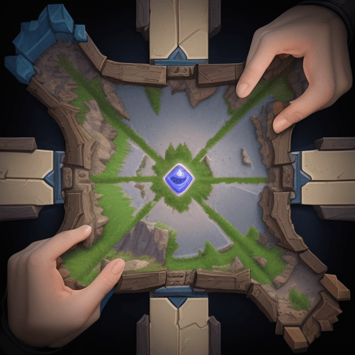 AI generated: Describe a scene for a Hearthstone-style card game, viewed from above in a 3D perspective, as if pla...