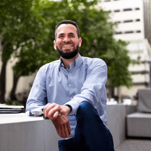 AI generated: tech entrepreneur on the day he sells his company his for millions of dollars