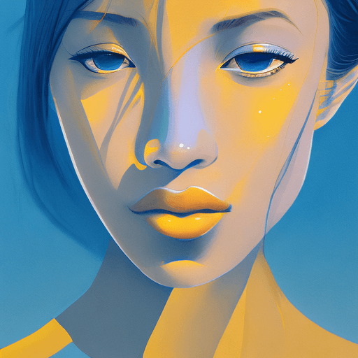 AI generated: a gorgerous girl with delicate features, looked up at the azure sky and left a tear behind, profound...