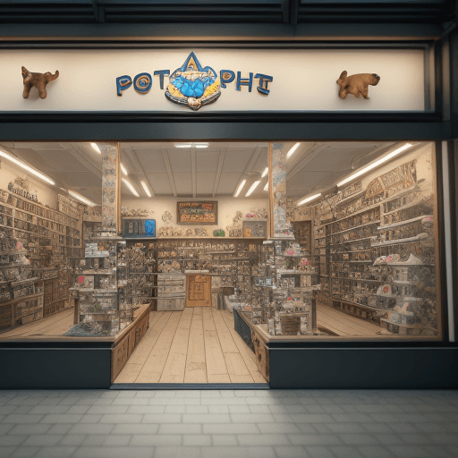AI generated:  a full front pet shop, shot with Sony Alpha a9 II and Sony FE 200-600mm f/5.6-6.3 G OSS lens, natur...
