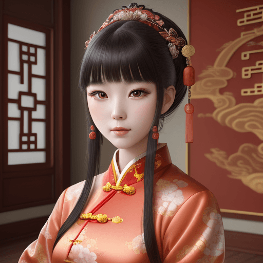 AI generated: a beautiful young woman in a traditional chinese costume, in the style of salon kei, photo-realistic...
