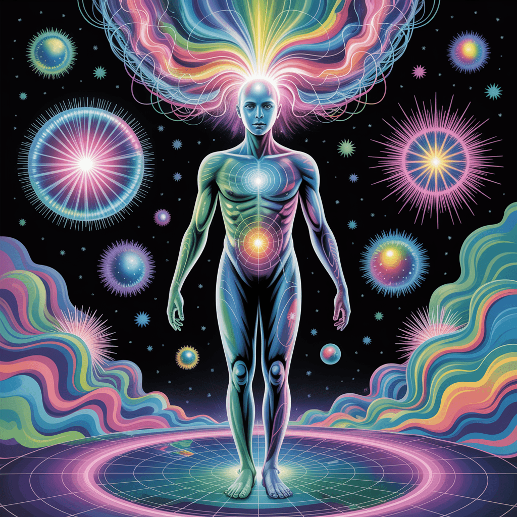 AI generated: Psychedelic, surreal, highly creative. A stunning illustration of an ethereal neural network organis...