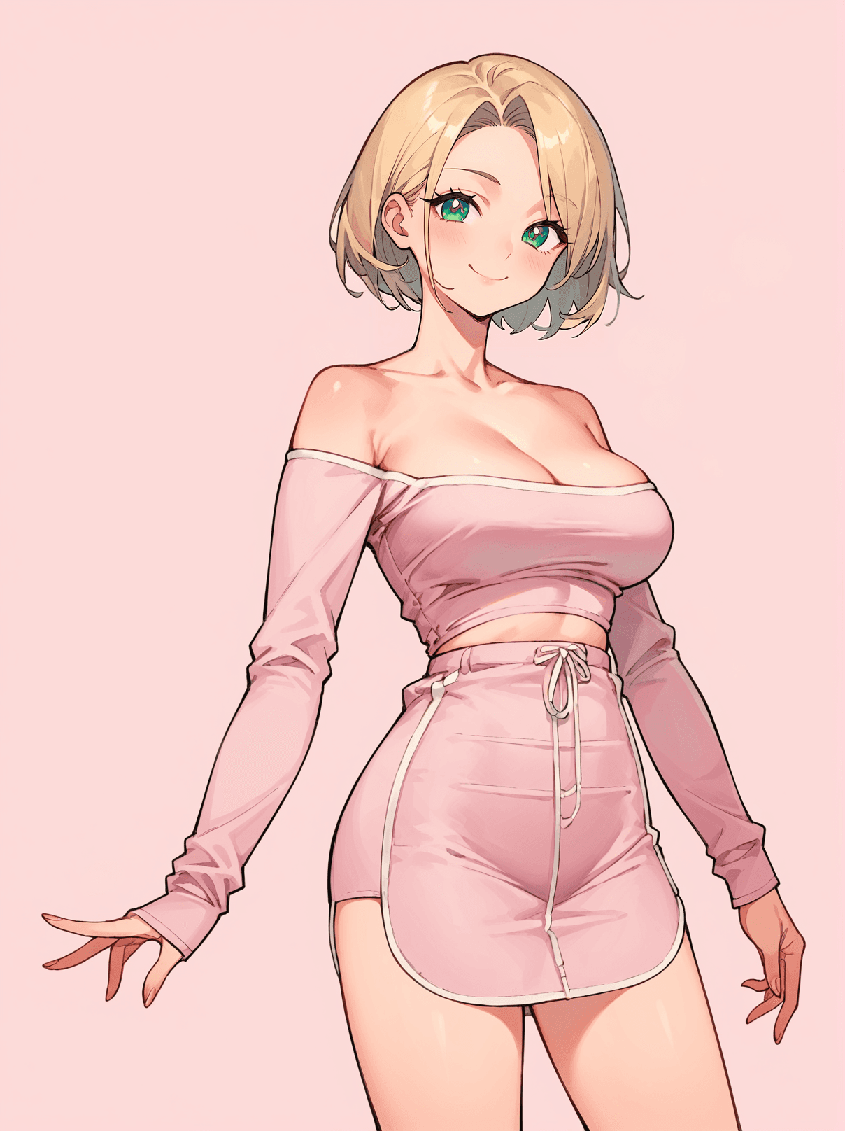 【COSTUME】Off-Shoulder Pink Set