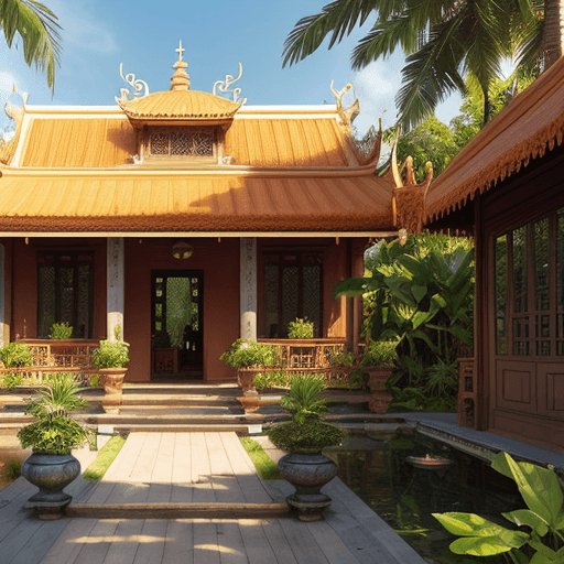 AI generated: Creat this image becom Indochine house, sunny, clearly artmostphere