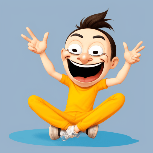 AI generated: Cartoon laughing man, sitting cute