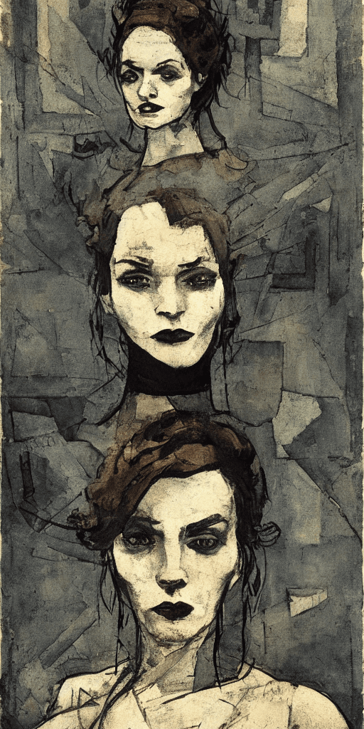 AI generated: Concept art of a beautiful female industrial 1900s gangster   in the style of paul klee , Sam Weber,...
