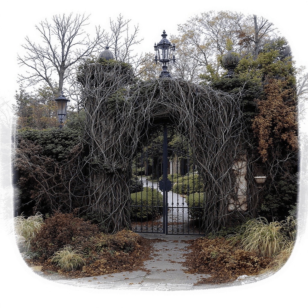 AI generated: Gate to creepy garden