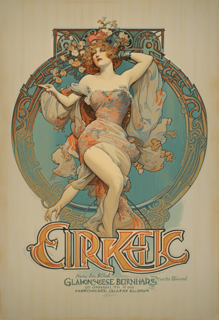 AI generated: poster for a musical, title: "Cirkel", graphic style, bright colors, theatre, big Paris nightclub, g...