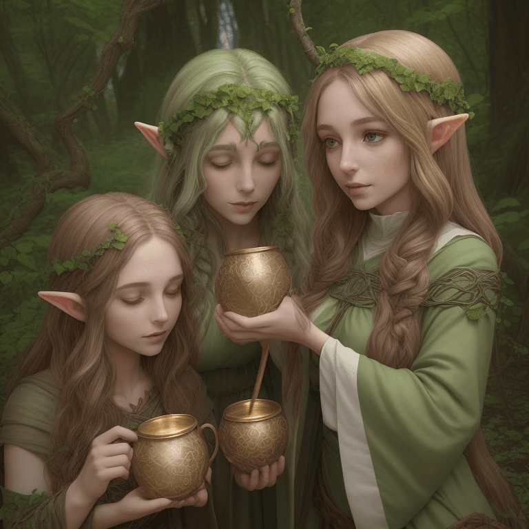 AI generated: Elira is a gentle and wise elven druid, with an innate connection to the natural world and its creat...