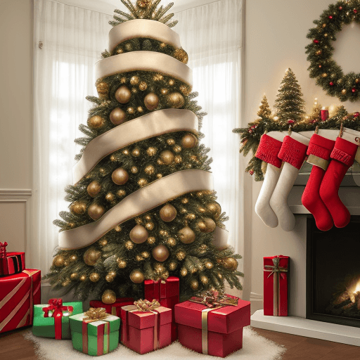 AI generated: A cute romantic christmas tree with decors, acrylic style --s 180