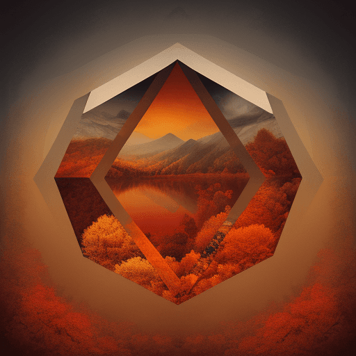 AI generated: Geometrical art of autumn landscape, warm colors, a work of art, grotesque, Mysterious