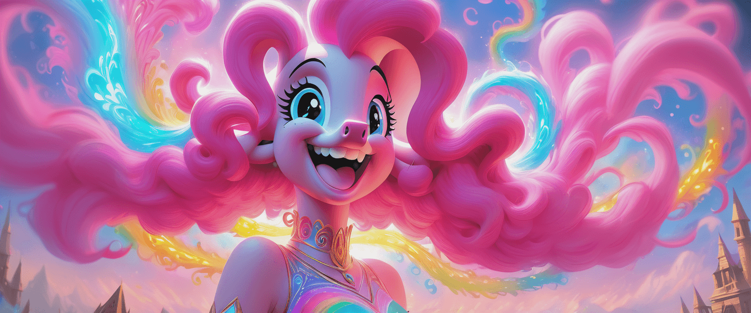 AI generated: impossibly beautiful portrait of pinkie pie shapeshifter entity, insane smile, intricate complexity,...