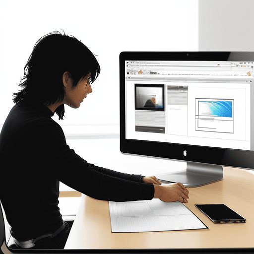AI generated: generate a picture of a designer designing a website on a computer branded apple company