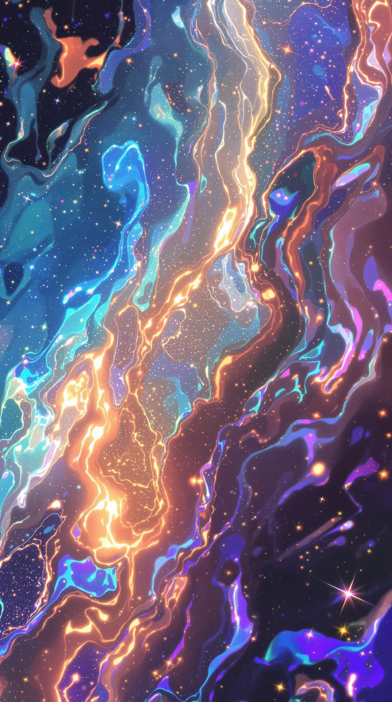 AI generated: fluid marmor texture, with glowing holographic color effect
