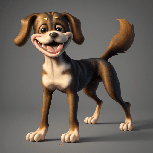 AI generated: distorded dog, extremely long legs, smiling dog, 8k, horrifying, high resolution