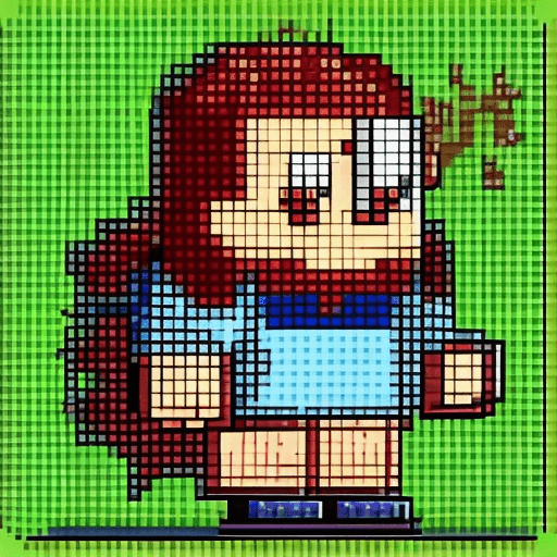 AI generated: 8bit character with huge pixel size, 32x32 pixel