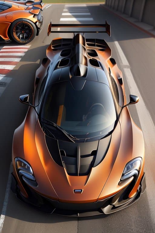 AI generated: McLaren P1, top-front view, hyper-realistic, center composition, elegant, vfx, aesthetic , photoreal...