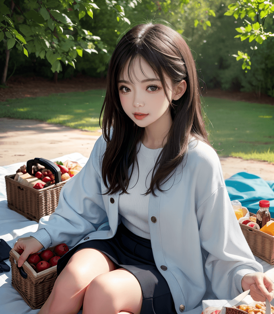 AI generated: (best quality:1.5), 1girl, outdoors, picnic
