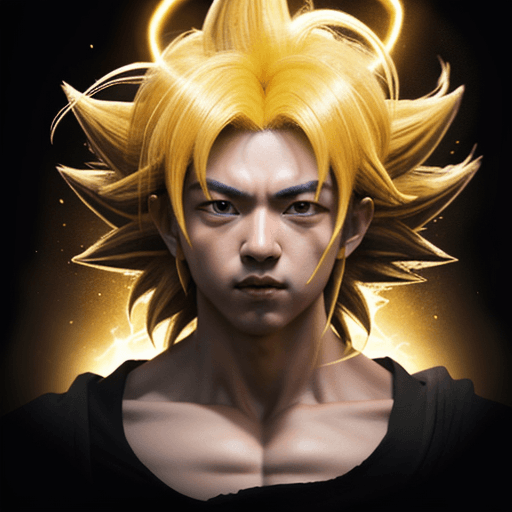 AI generated: the face of goku, in the style of dark yellow and bronze, detailed character illustrations, multilay...