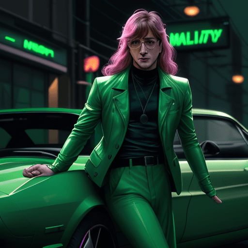 AI generated: martin ansin style, light green and light emerald green, john lennon full physical height, handsome ...