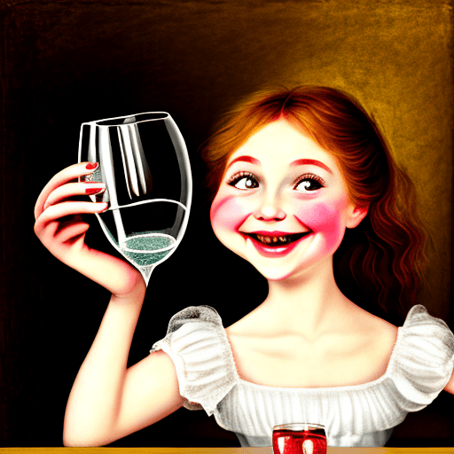 AI generated: happy girl - empty glass.
style: baroque