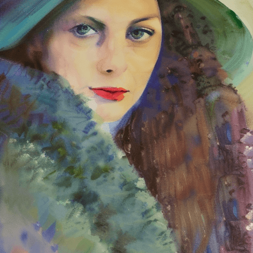 AI generated: a stunning watercolor painting on canvas of a beautiful woman, in the style of Claude Monet :: 4 Giv...